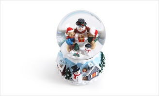 創意精品 熊與雪人自噴雪花旋轉水晶球音樂盒——冬日童話的浪漫收藏
